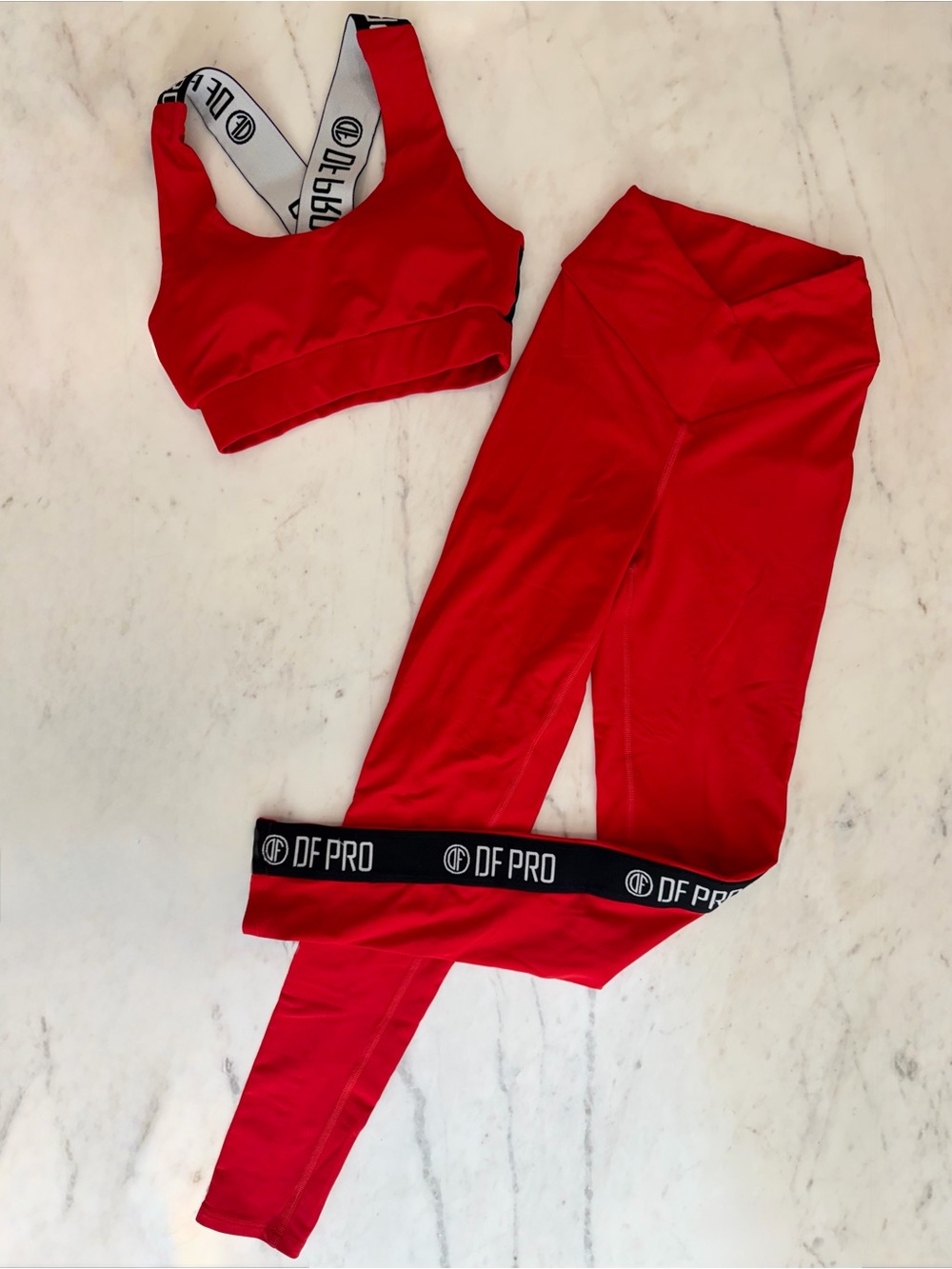 DF.ORIGINAL Designed for Fitness PRO Red Leggings & Sports Bra Set XS/S - Picture 3 of 14